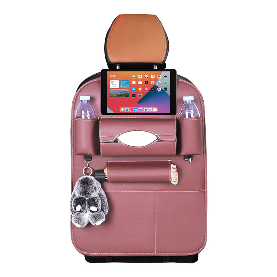 NNEAGS 2X PVC Leather Car Back Seat Storage Bag Multi-Pocket Organizer Backseat and iPad Mini Holder Coffee