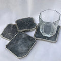 Grey Agate Quartz - Set of 4 Large Coasters/Personalised Momentos